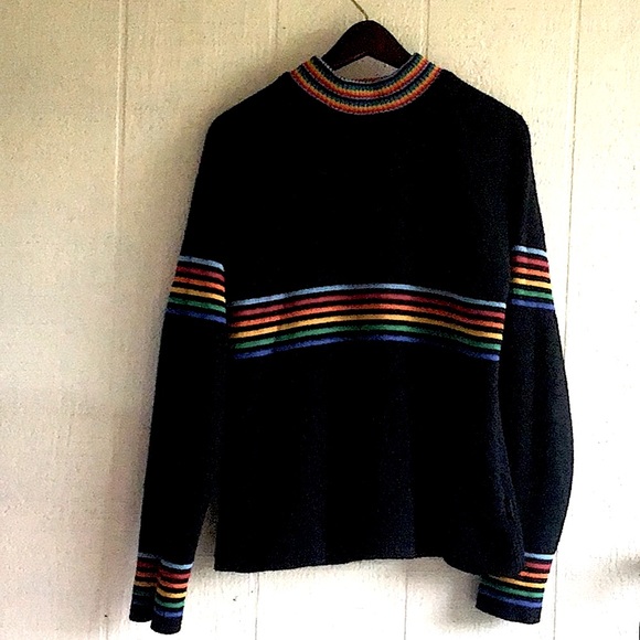 UNIF Sweaters - UNIF Prisma rainbow striped mock neck sweater